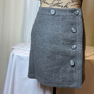LOFT Charcoal Button-Accent Pencil Skirt 00P